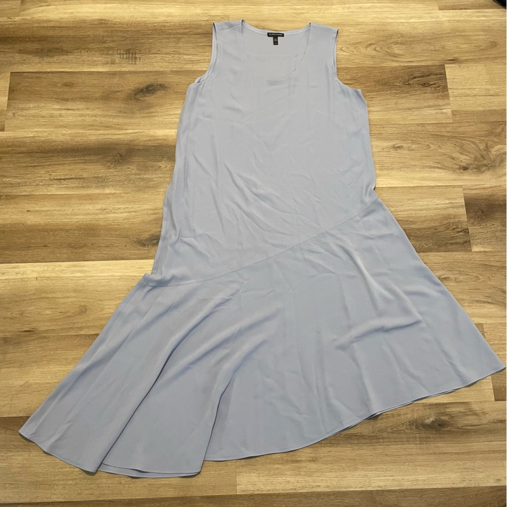 Eileen Fisher Asymmetrical 100% silk dress Lavender Purple Size Medium